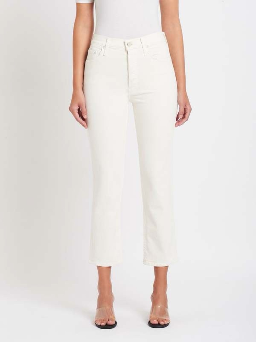 Mother Jeans The Tomcat Straight Leg High Rise Crop Cream Puffs Ivory Size 30